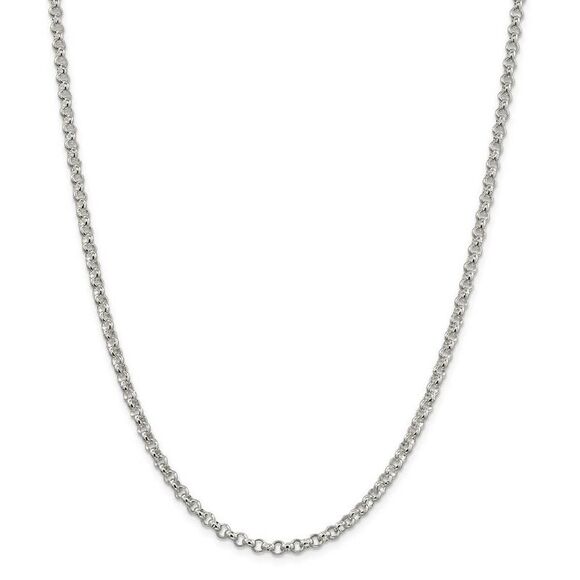 4mm, Sterling Silver Solid Rolo Chain Necklace, 22 Inch